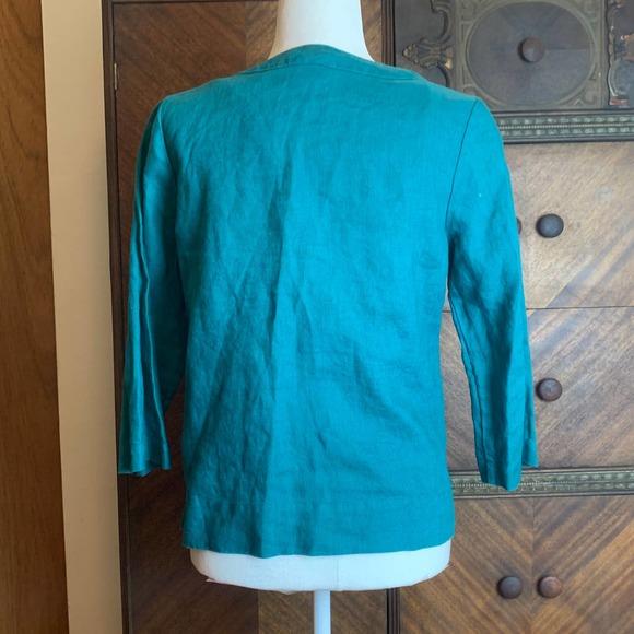 Linen Blouse Shirt NWT Teal Small - Picture 2 of 4